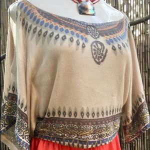 Boho Printed Poncho Blouse